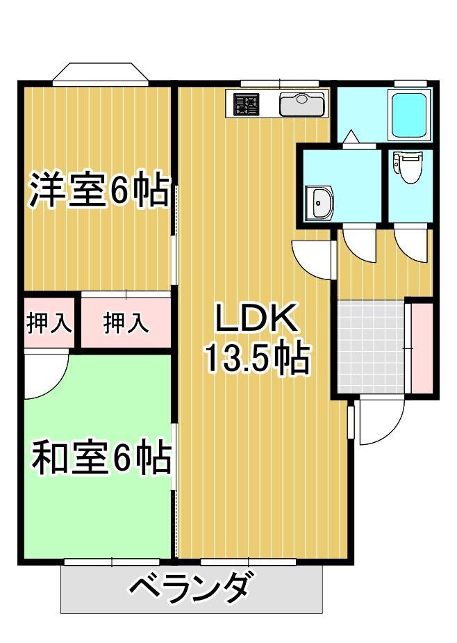 ファーストハイツA棟(2LDK/2階)の間取り写真