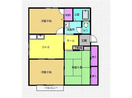 レーベンピアB棟(3DK/1階)の間取り写真