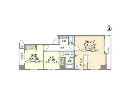 ドマーニ両国III(2LDK/5階)の間取り写真