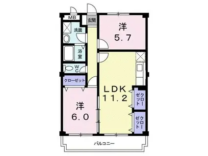 レジデンス久安(2LDK/3階)の間取り写真