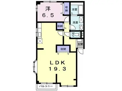 セレッソワン(1LDK/2階)の間取り写真
