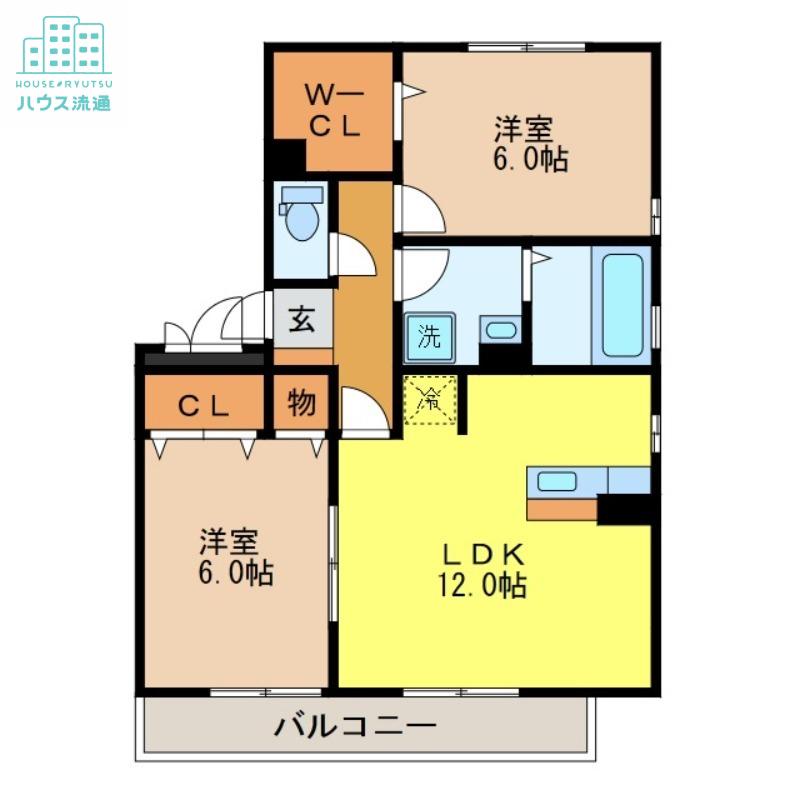 リビングタウン長与II(2LDK/2階)の間取り写真