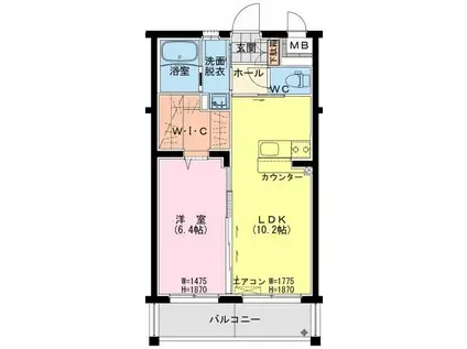 ラ・シェール アカシヤ(1LDK/2階)の間取り写真