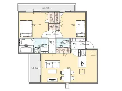 ムライチ・D-ROOM昭和町(2LDK/1階)の間取り写真