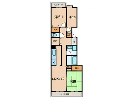 赤羽グリーンタウン(3LDK/4階)の間取り写真