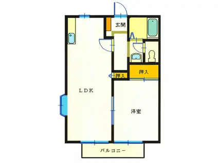 セレッソII B棟(1LDK/2階)の間取り写真