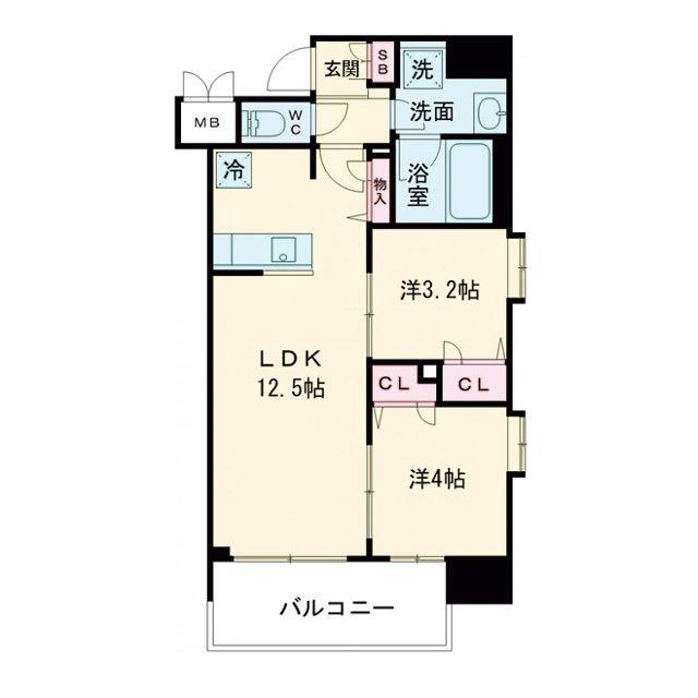 ルフォンプログレ南森町(2LDK/7階)の間取り写真