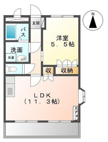 グリーンハイム甘木(1LDK/2階)の間取り写真