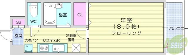 コンアモールⅠ(1K/3階)の間取り写真