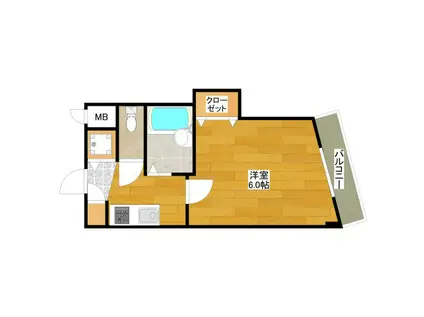 ソレアード江坂(1K/4階)の間取り写真