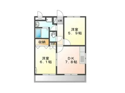 クオリティーハイツ橋目(2DK/1階)の間取り写真