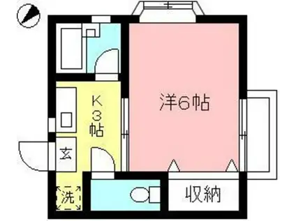 シンワハイツ(1K/1階)の間取り写真