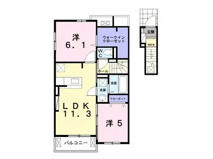 メゾン ノース ショアI(2LDK/2階)の間取り写真