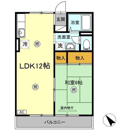 プレジール山河(1LDK/1階)の間取り写真