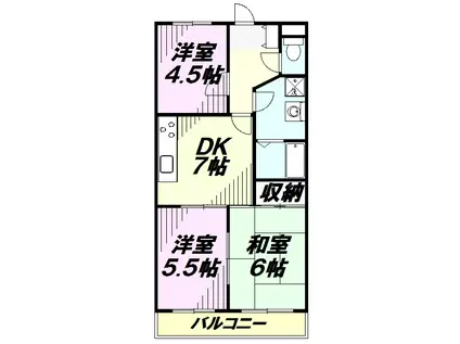 ケヤキフラッツ(3DK/3階)の間取り写真