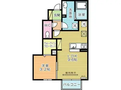 SUNPLACE.D(1LDK/1階)の間取り写真