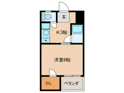 コンフォート千原(1K/3階)の間取り写真
