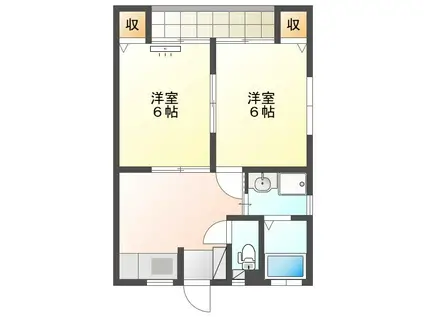 ヴェルテ末広(2K/1階)の間取り写真