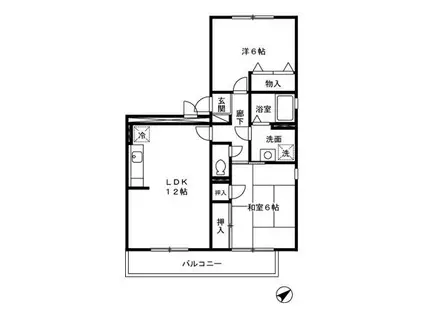 クレール徳力(2LDK/1階)の間取り写真