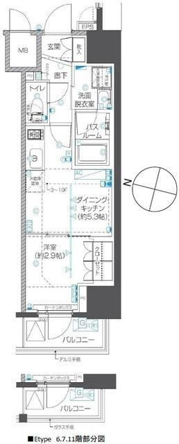 ZOOM本郷(1DK/10階)の間取り写真
