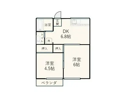 赤坂サンコーポ(2DK/2階)の間取り写真