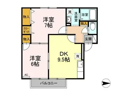エスポワールM(2DK/1階)の間取り写真