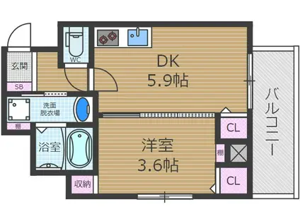 ライブガーデン千里丘東(1DK/6階)の間取り写真