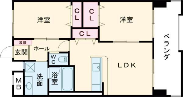 ロイヤルハイツ石黒(2LDK/4階)の間取り写真