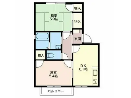 M&M A棟(2DK/2階)の間取り写真