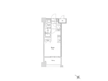 エンクレスト天神南PURE(ワンルーム/8階)の間取り写真