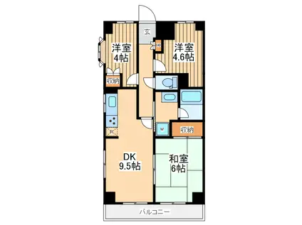 ヌーベルソレイユ(3DK/2階)の間取り写真