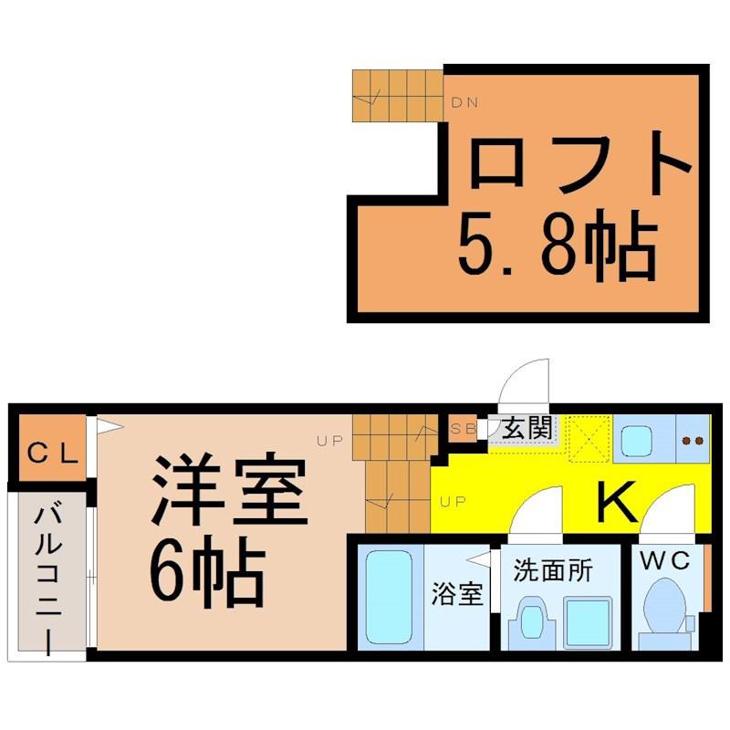 グランテラス(1K/1階)の間取り写真