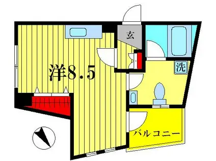 メゾンアイリスE(ワンルーム/3階)の間取り写真