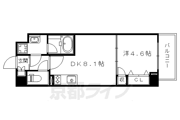 ヴィラ岡崎神宮(1DK/3階)の間取り写真