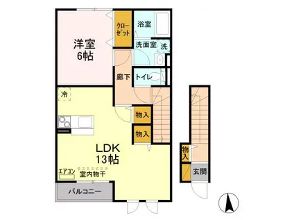 GRACE COURT(1LDK/2階)の間取り写真