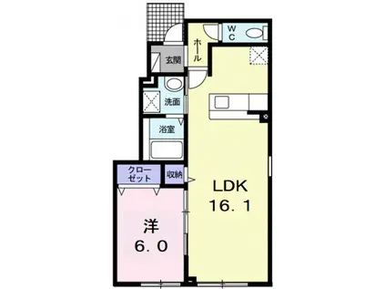 コンフォートIII(1LDK/1階)の間取り写真