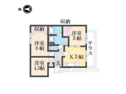近鉄奈良線 新大宮駅 徒歩12分 3階建 築30年(3DK/1階)の間取り写真