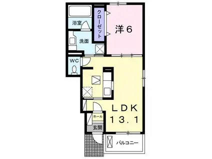 BELLE FLEUR II(1LDK/1階)の間取り写真