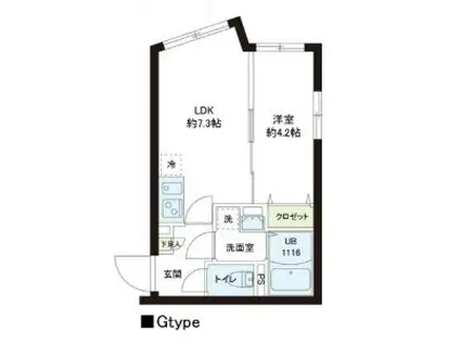 レピュア小石川レジデンス(1LDK/5階)の間取り写真