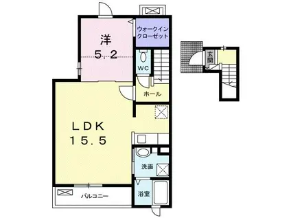 いかるが花水木II(1LDK/2階)の間取り写真