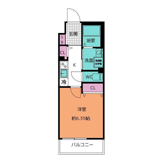 S-FORT船橋海神(1K/1階)の間取り写真