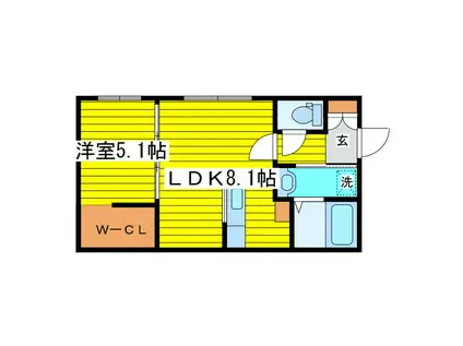 リベルタ北11(1LDK/2階)の間取り写真