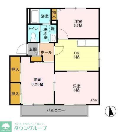 パトリアI(3DK/1階)の間取り写真
