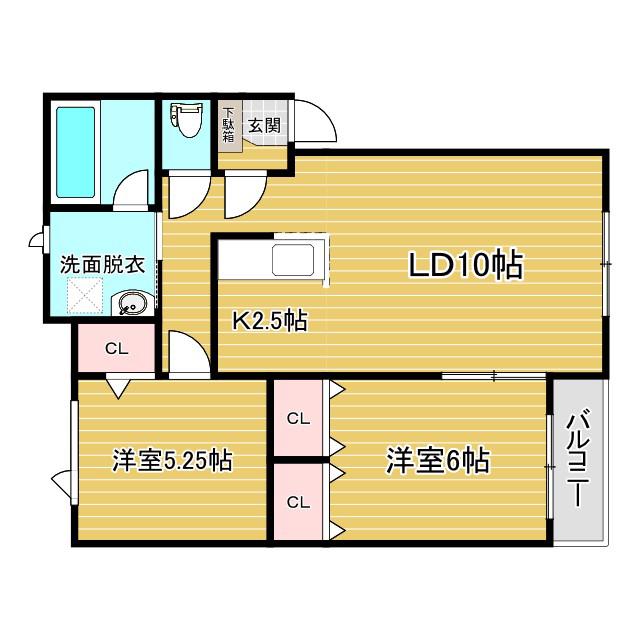 ラ・ポレール新緑(2LDK/2階)の間取り写真