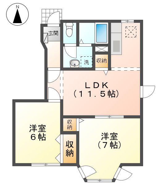 ロワジール(2LDK/1階)の間取り写真