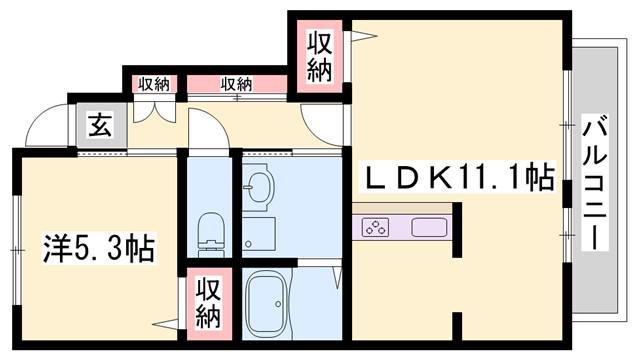 クレアー A棟(1LDK/1階)の間取り写真