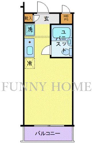 豪徳寺アムフラット(ワンルーム/1階)の間取り写真