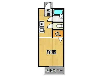 シーニックハイツ(ワンルーム/2階)の間取り写真