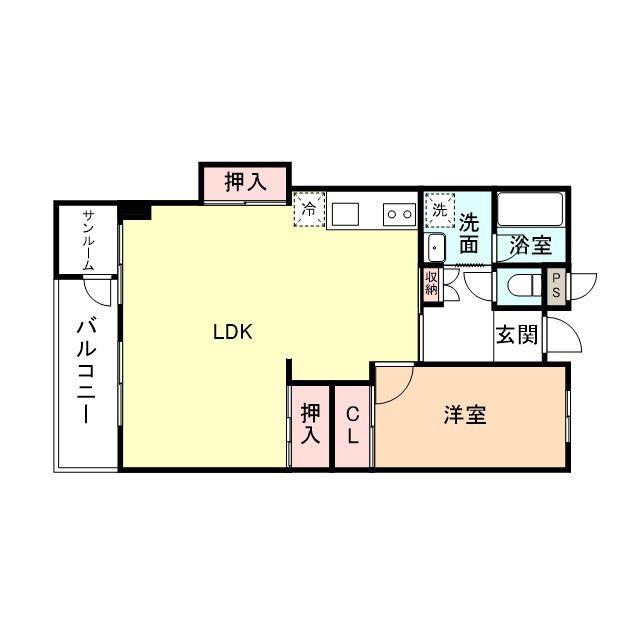 北野ハイツ(1LDK/2階)の間取り写真