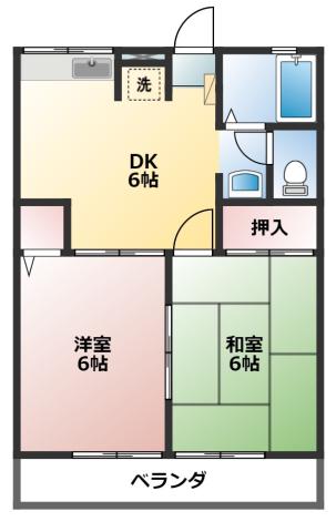 ブルーウッド(2DK/1階)の間取り写真